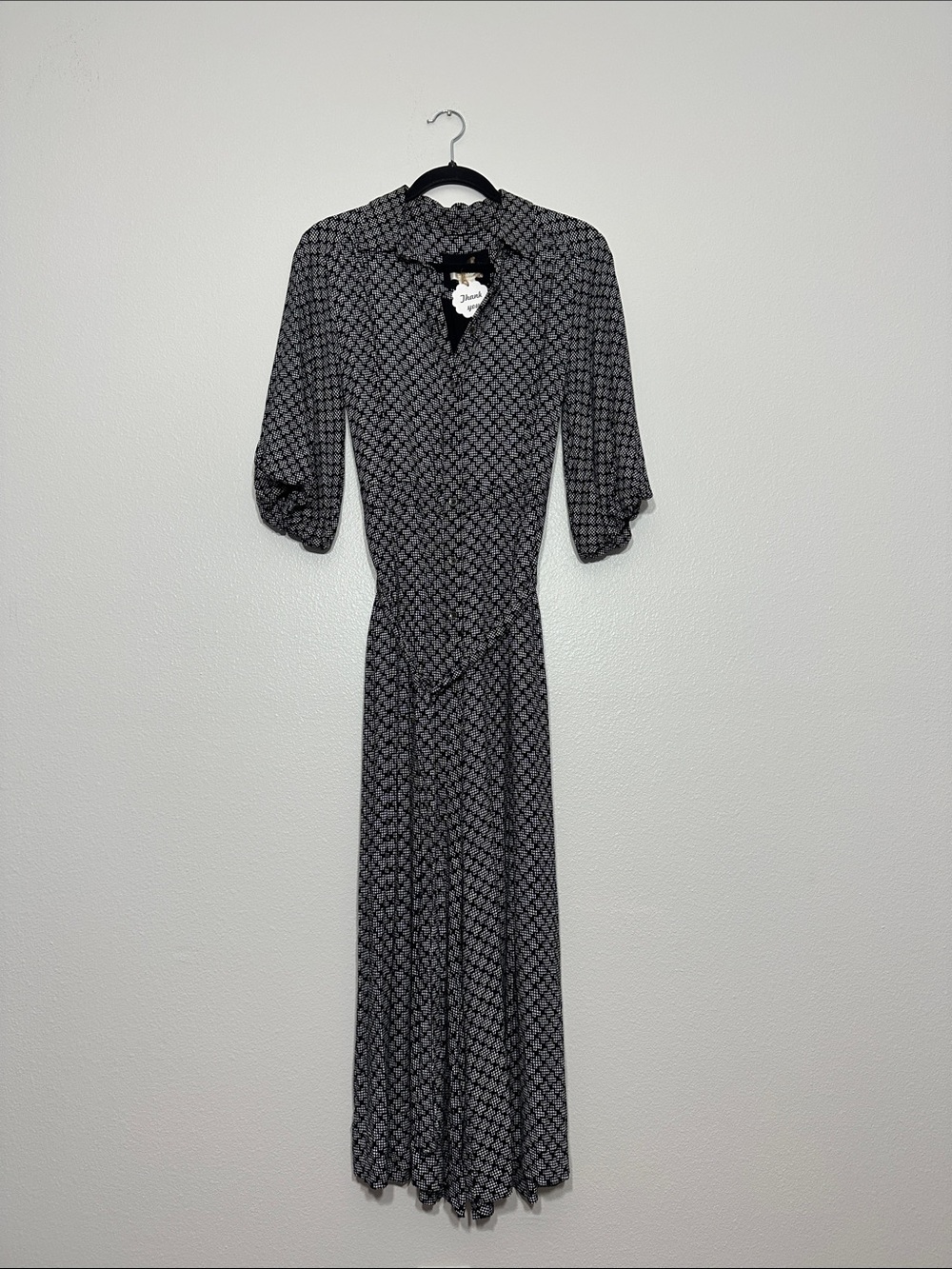 Maeve by Anthropologie Black and White Patterned Maxi Jumpsuit